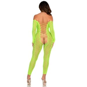 LEG AVENUE - BODYSTOCKING SENZA CAVALLO EXOTIC SNAKE LACE NEON GREEN - immagine 2