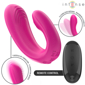 INTENSE - JANET DUAL STIMOLATORE E VIBRATORE A FORMA DI U CON TELECOMANDO ROSA - immagine 2