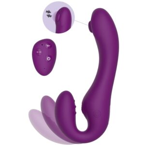 XOCOON - VIBRATORE 2 IN 1 STRAPLESS STRAP-ON CON TELECOMANDO VIOLA - immagine 8