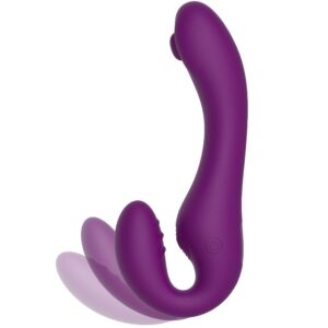 XOCOON - VIBRATORE 2 IN 1 STRAPLESS STRAP-ON CON TELECOMANDO VIOLA - immagine 4