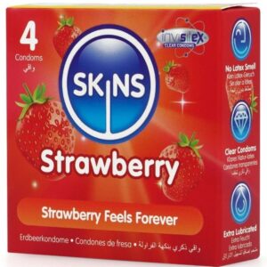 SKINS - PRESERVATIVI PREMIUM ALLA FRAGOLA CONFEZIONE DA 4 - immagine 2