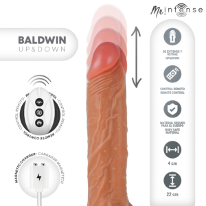 MR INTENSE - BALDWIN REALISTICO MULTIFUNZIONALE CON VIBRAZIONE, SU E GIÙ TELECOMANDO, 22 CM - OPPURE - 4 CM - immagine 3