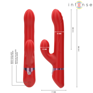 INTENSE - LELE VIBRATORE MULTIFUNZIONE ROTANTE E OSCILLANTE E STIMOLANTE ROSSO - immagine 3