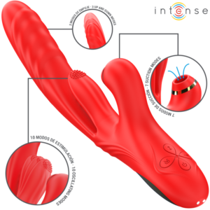 INTENSE - KAROL VIBRATORE MULTIFUNZIONE SPINTA E STIMOLAZIONE E ONDE STIMOLANTI ROSSO - immagine 2